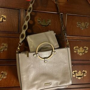 Rebecca Minkoff Beige Shoulder Bag with Gold Accents